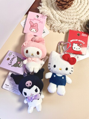 三丽鸥日本正版爱心扣kt美乐蒂酷洛米毛绒挂件玩偶公仔基础款收藏