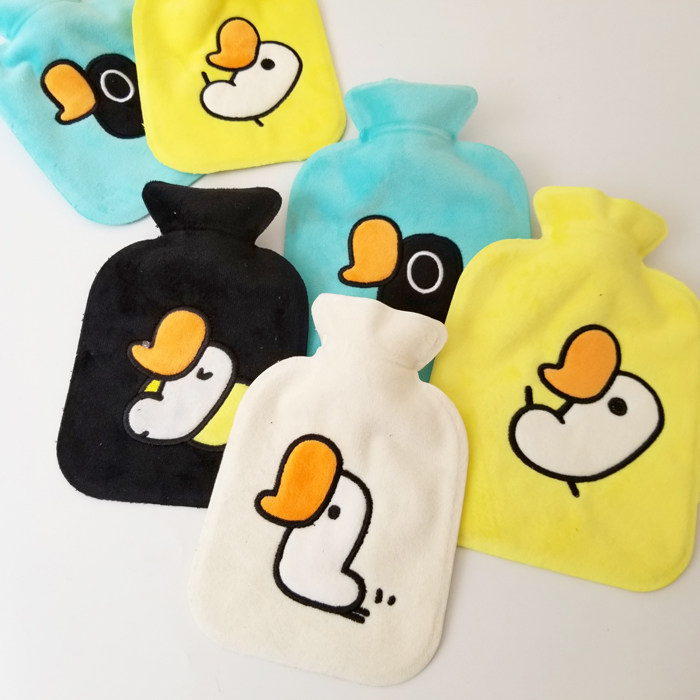 清新可爱鹅卡通pvc绒布套灌水注水热水袋迷你冲水暖手宝宝ht299