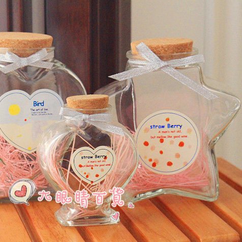 包邮巨门文具爱心玻璃许愿瓶星星瓶木塞幸运星瓶超大号可爱lp006