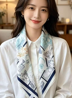 【集邮者】100%桑蚕丝方巾真丝双绉丝巾女春夏季薄搭配衬衫防晒