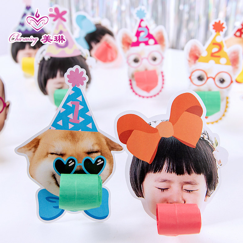 定制头像吹龙口哨宠物男孩女孩庆生生日派对吹吹卷喇叭儿童哨子