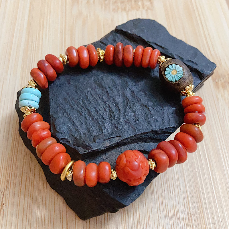 原创特惠南红随形藏扣手串满色肉貔貅顶珠沉香高瓷绿松更新中