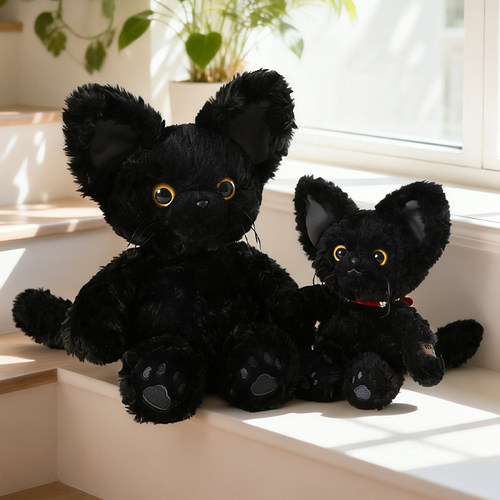 黑曜猫毛绒玩偶可爱大眼睛猫咪