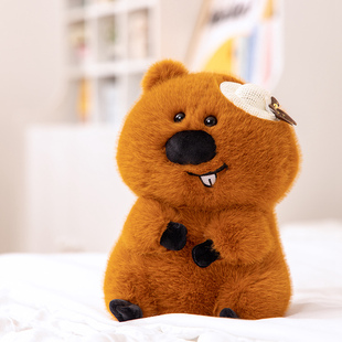 海狸公仔呆萌坏笑小河狸玩偶可爱布娃娃儿童毛绒玩具睡觉搭子女生