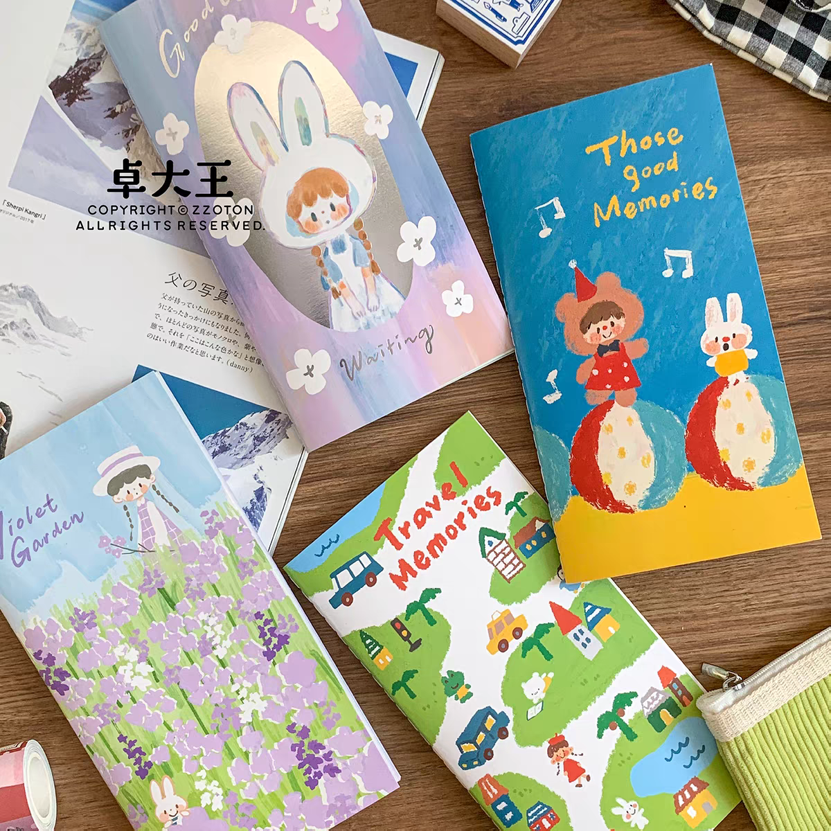 卓大王TN本彩页旅行手帐本TN内芯特种纸笔记本混合硫酸纸手账本ys