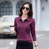 翻领上衣修身 T恤衫 显瘦打底衫 女装 新款 polo衫 高尔夫球服女士长袖