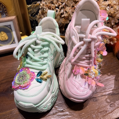 彩色老爹鞋~26C356 26年早春新款厚底老爹鞋手工重工艺