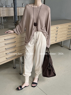 巨棉SISTER高级感轻奢极简风长裤 显瘦穿搭 杂脚收脚裤