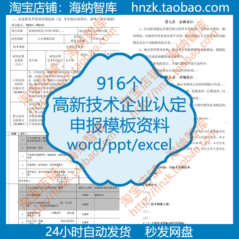 高新技术企业认定申报模板资料高企交底材料立项书模版制度程序