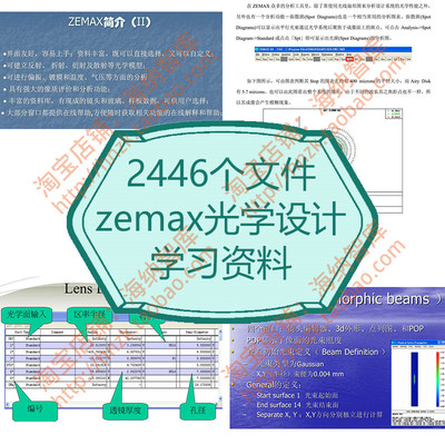 zemax光学设计资料例子分析课件实例Matlab玻璃成像照明光纤投影