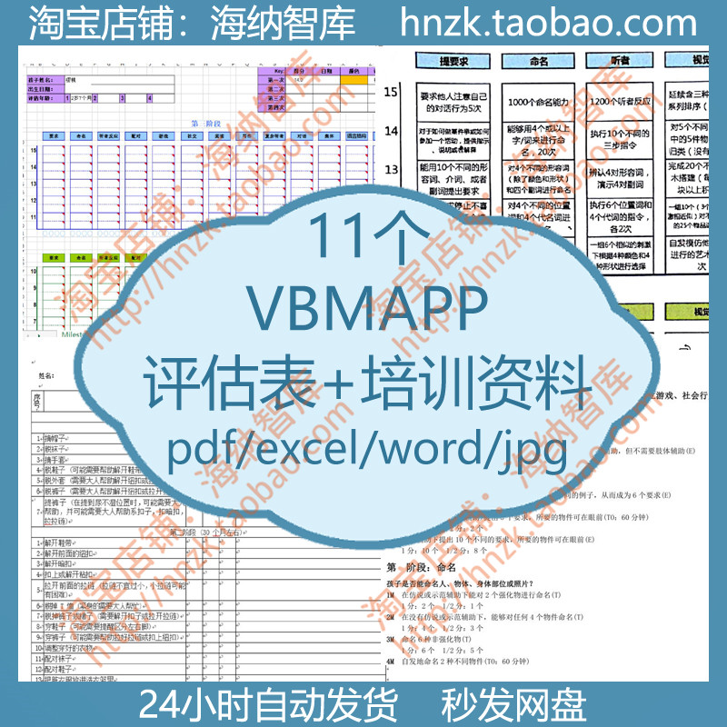 VBMAPP评估表资料VB-MAPP生活自理能力检核表家庭干预ABA项目表格