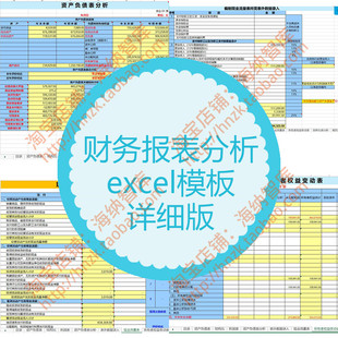 财务报表分析excel模板会计出纳资产负债表利润表损益表比率结构