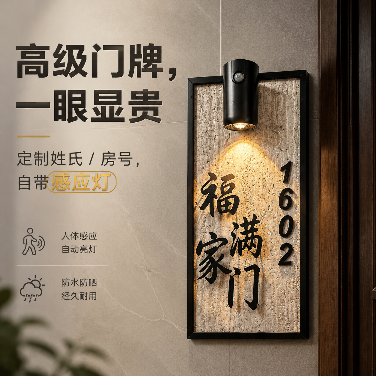 门牌号码牌家用立体悬浮字门牌定制店铺工作室公司招牌设计师手写