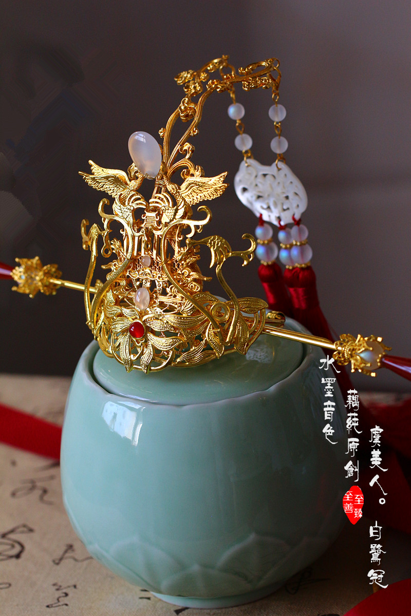 汉服头冠束发冠水墨音色古风