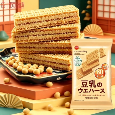 日本进口bourbon豆乳威化饼干