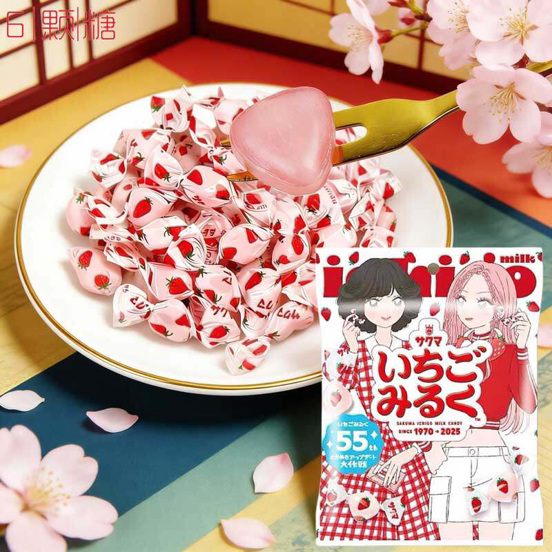 日本零食SAKUMA佐久间草莓味牛奶夹心糖果少女心小硬糖结婚礼喜糖