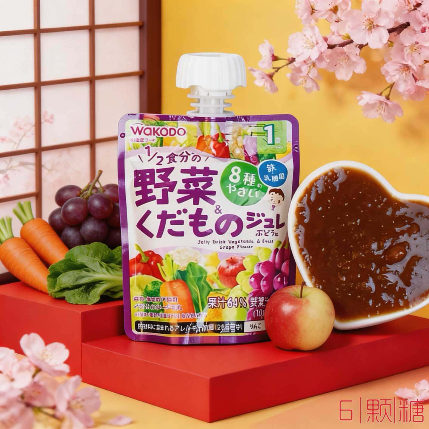 日本和光堂儿童果冻泥吸吸乐蔬菜水果汁混合味乳酸菌宝宝零食1岁+