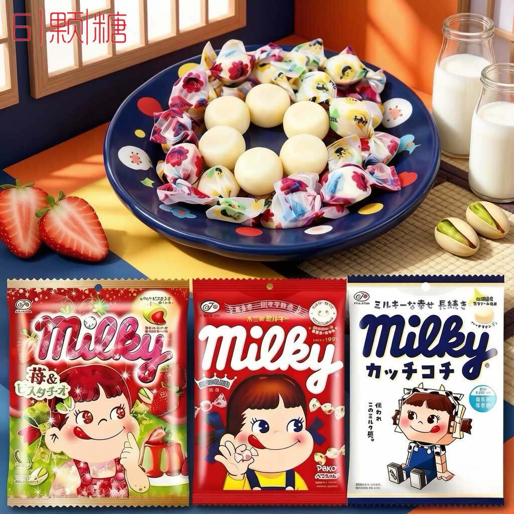 日本进口零食不二家牛奶妹软糖果北海道牛乳高颜值原味特浓牛奶糖
