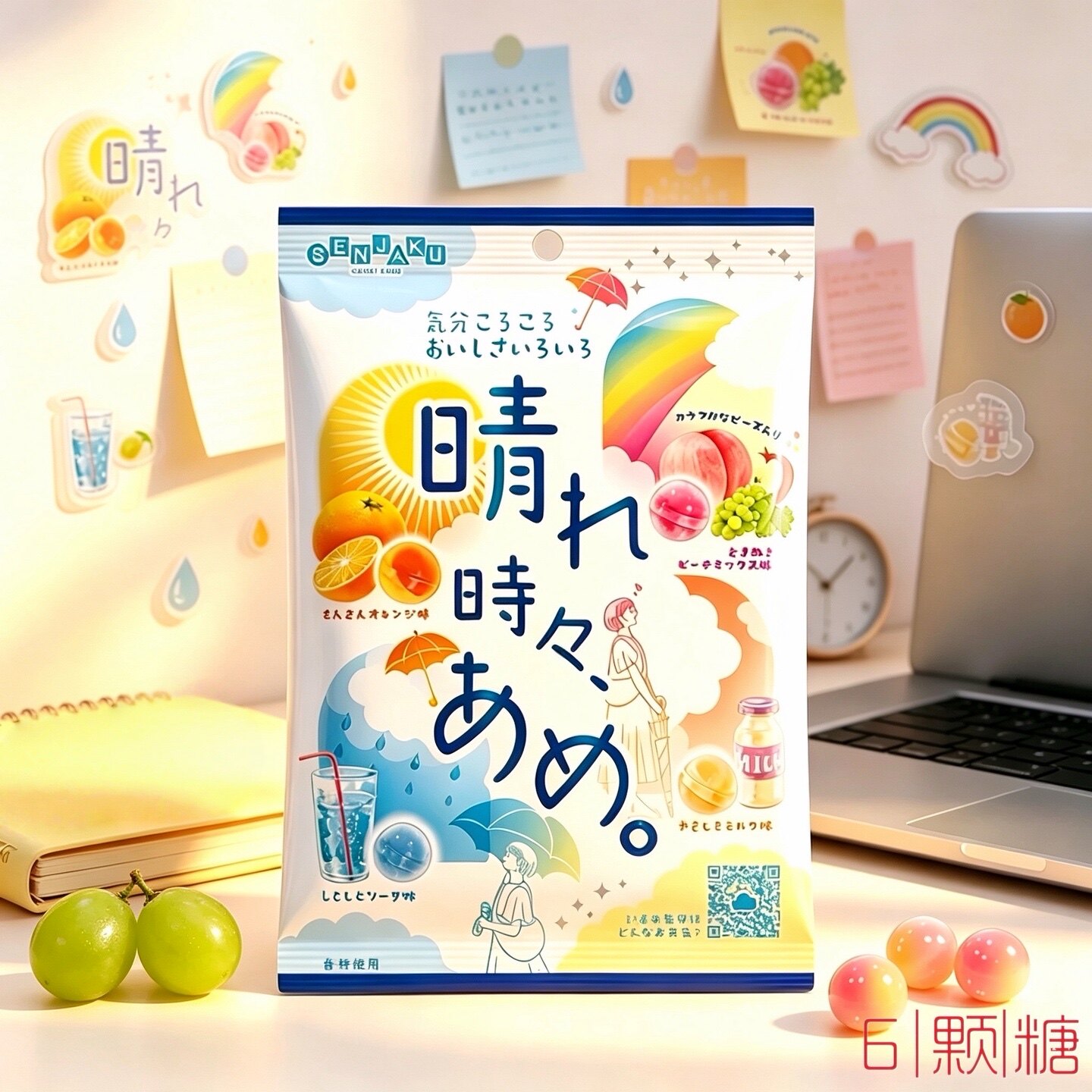 日本进口零食扇雀饴彩色水果糖硬糖苏打汽水糖高颜值喜糖婚庆糖果