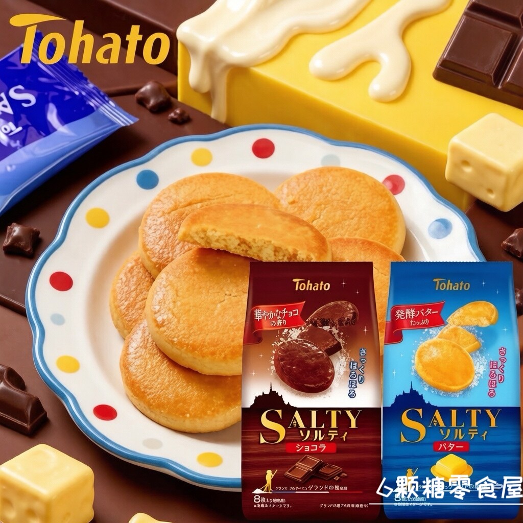 蔡文静推荐SALTY零食日本进口桃哈多黄油味海盐杏仁芝士曲奇饼干