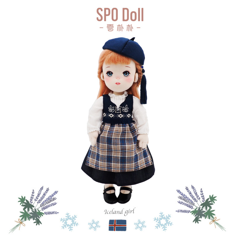 雪朴朴世界民族/冰岛女孩/带关节活动diy娃娃刺绣手工玩偶材料包