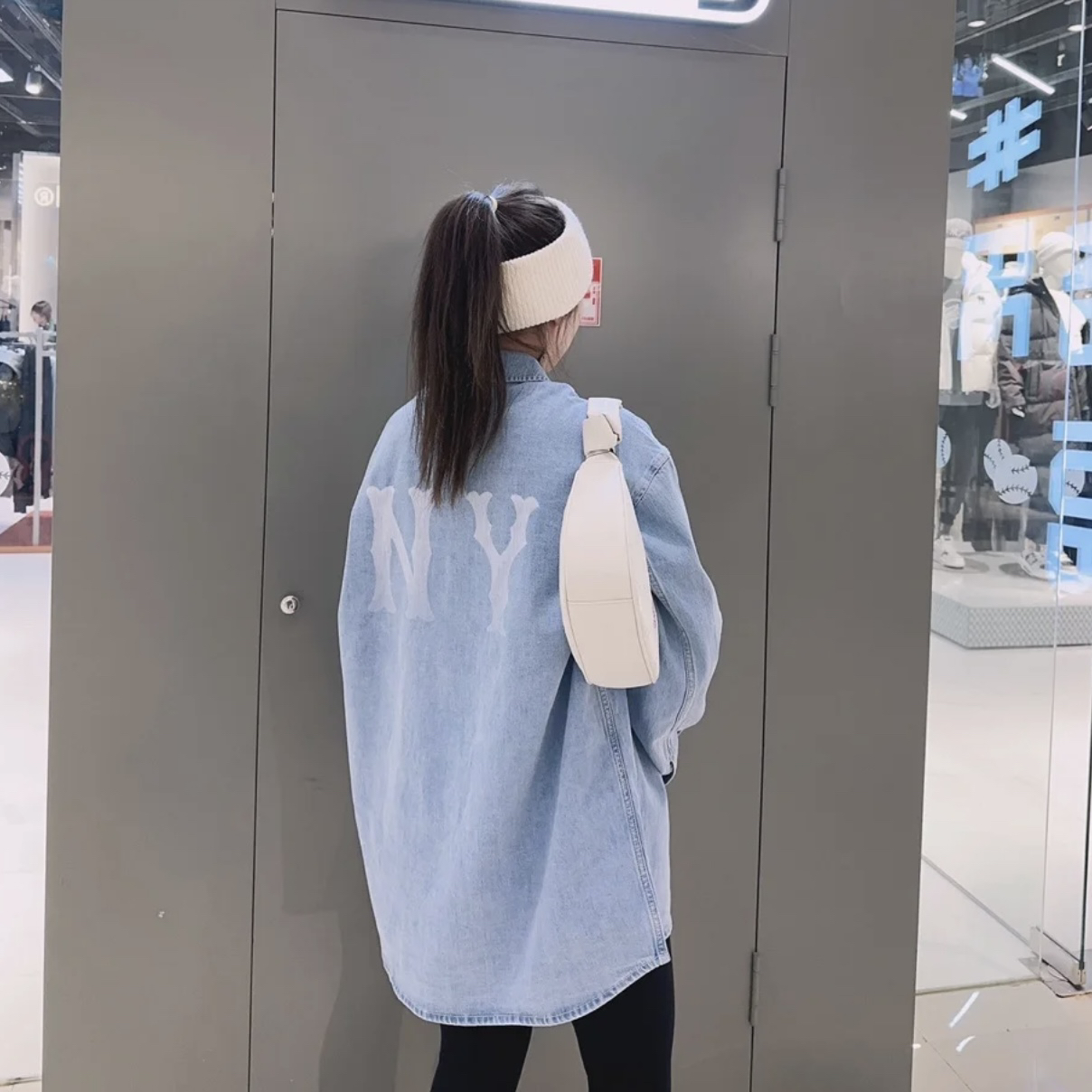 MLB正品25新款男女情侣时尚百搭长袖牛仔衬衫外套3ADRB0151