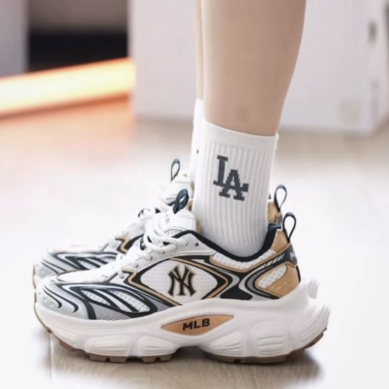 MLB正品25新款男女情侣时尚潮流厚底街头休闲鞋老爹鞋3ASHWD15N