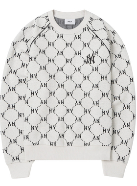 MLB正品24秋季新款男女款复古钻石菱格百搭圆领套头卫衣3AMTM0144