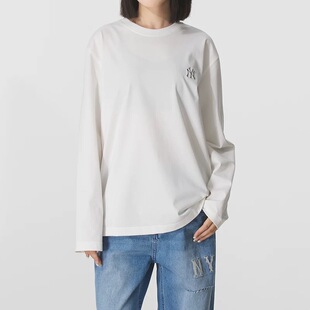 运动服3ATSB0154 MLB正品 25新款 NY纯色简约宽松长袖 T恤男女情侣装