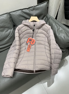 26冬季新品日系简约鱼骨廓形连帽羽绒服男女同款宽松轻薄羽绒外套