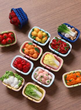兔鸭仿真镂空采摘篮子水果蔬菜3D立体冰箱贴装饰食玩大白菜葱姜蒜