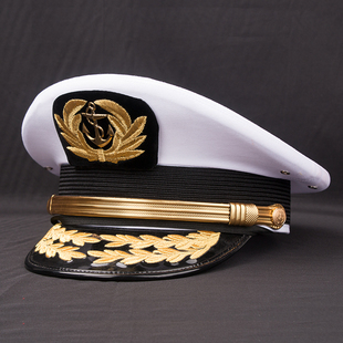 航海大盖帽国际白色船员专属大檐帽乐队大檐帽大盖帽乐队演出帽子