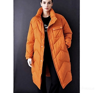 断码S百搭纯色白鸭绒中长款大码外套女加厚羽绒服套冬季