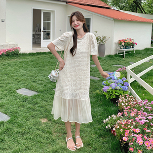 带钻天丝裙摆泡泡纱面料连衣裙L115 P120K168 长款 现货主推