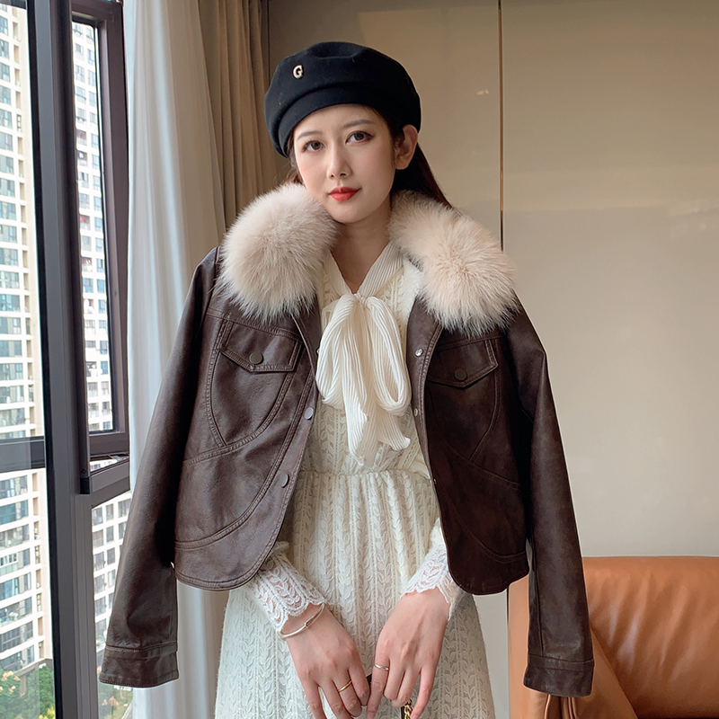 首发现货 2023秋冬爆款皮毛一体加厚皮衣p155k238