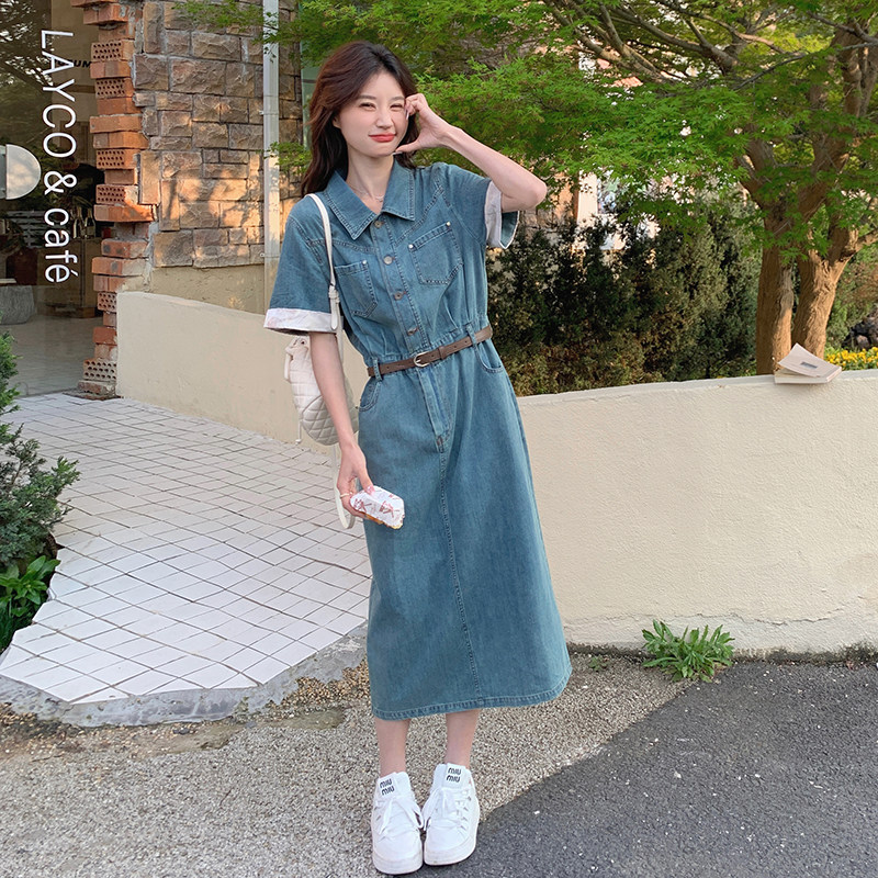 新款连衣裙女夏季牛仔连衣裙修身显瘦裙子韩版气质百搭连衣裙