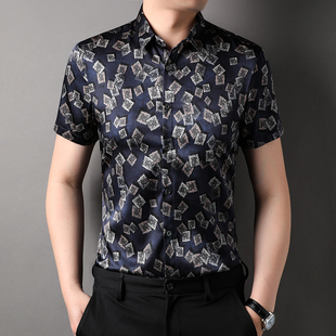 薄款 时尚 都市男装 方领衬衫 2024年夏季 型短袖 夏季 修身