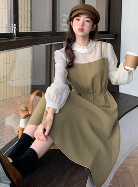 现货【秋款首发】2023撞色假两件法式连衣裙2C119-2369-P125-K178