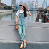 圆领夏2024年宽松简约时尚 687P115K178 2C087 复古牛仔连体裤 套装