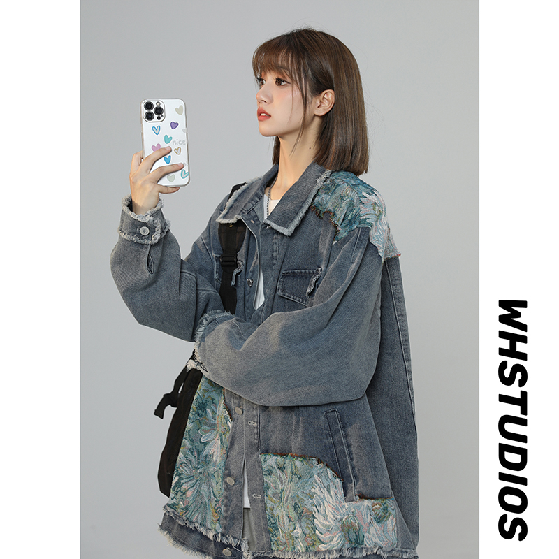 2023中性秋装牛仔复古长袖外套22761111p98包邮新款上市实拍正品