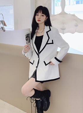 现货新款！2022春季新款韩国白色小西装外套232-6080-P115-K168