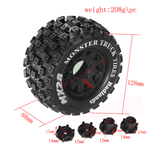 LJF 1/10 RC模型大脚车轮胎巧克力MX28 2.8 12mm14mm结合 未粘胎