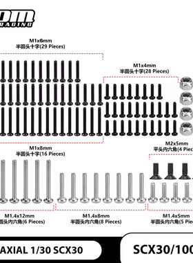 GPM 1/30 SCX30 不锈钢/黑色氧化钢制螺丝螺母套装100个