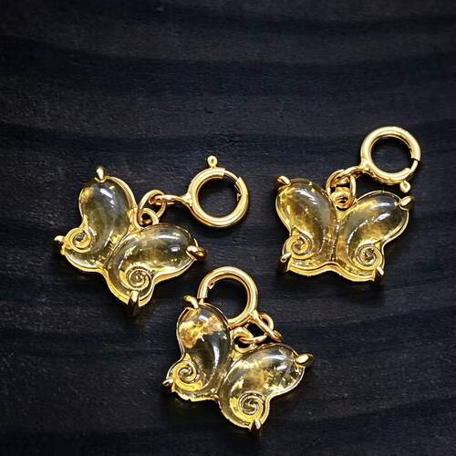 s925镀金镶天然金琥珀隔珠挂坠