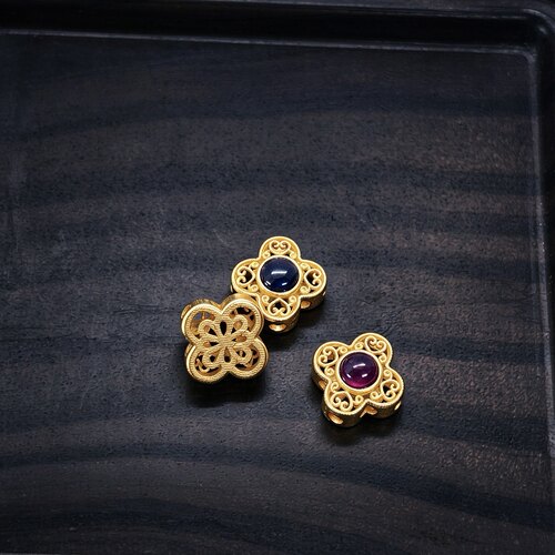 s925镀金舒俱来四叶草隔珠