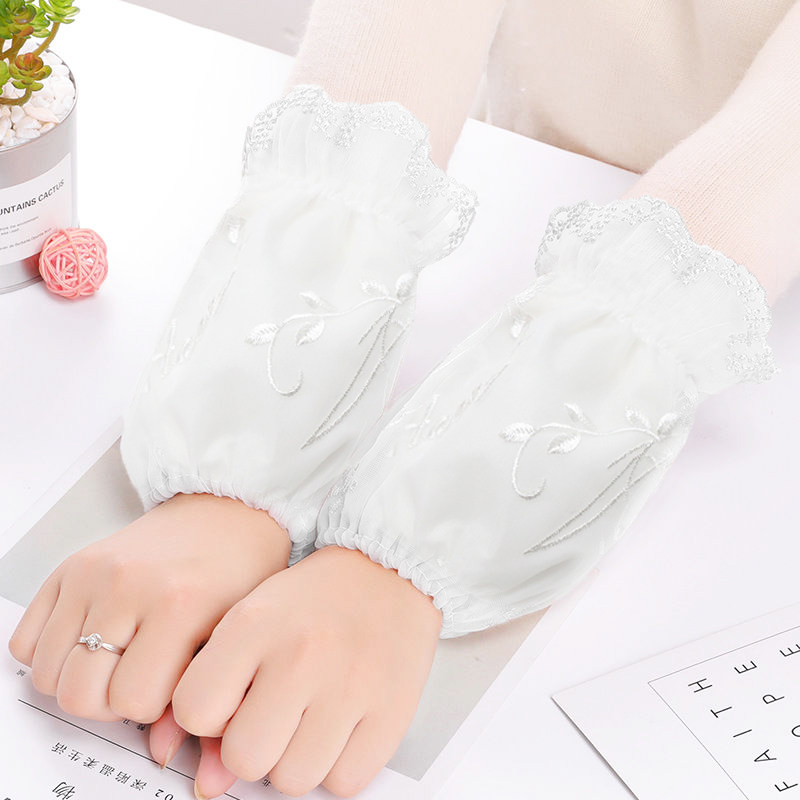 袖套女冬短款羽绒服棉衣套袖头办公防污防脏袖短款时尚绣花蕾丝袖