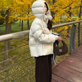 曹大曼 保暖加厚鹅绒服90白鹅绒超轻休闲连帽羽绒服短款 羽绒服女