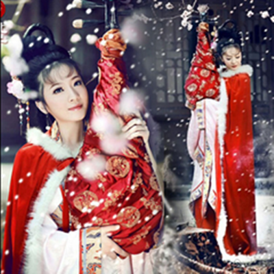 古装汉服披风女冬款毛边古代斗篷摄影昭君出塞cos长裙甄嬛表演服