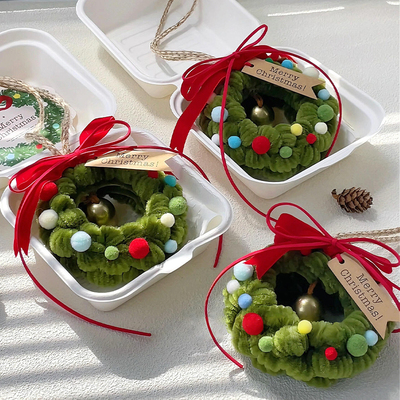 圣诞扭扭棒花环diy圣诞节礼物