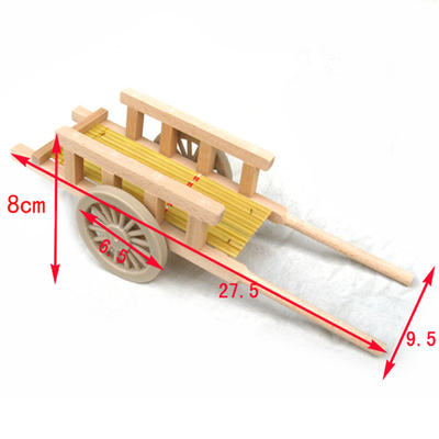 木饰制微型微缩小拖车小农型具模 老辈62403怀旧手推车 古大排车